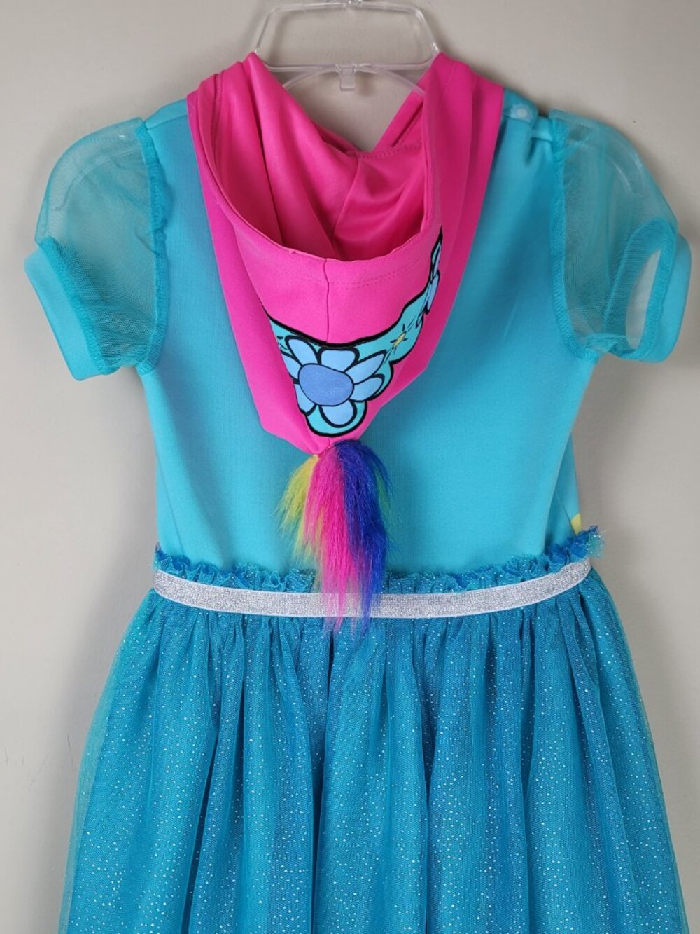 DreamWorks Trolls World Tour Costume Dress Girls S 6 6X Poppy Tulle Hooded - Picture 6 of 11
